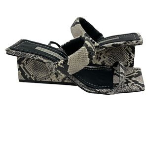 Neil J. Rodgers Chriselle Square Toe Python Wedge Sandals